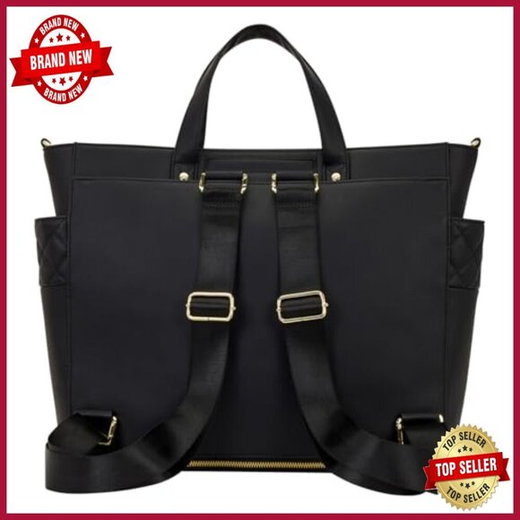 Convertible Backpack Tote Crossbody Bag Faux Leather Customizable Pins